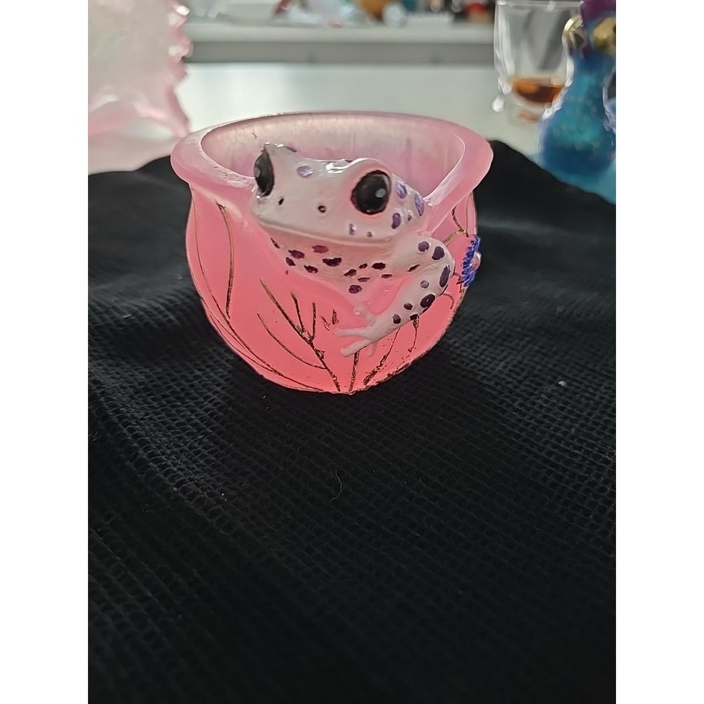 Handmade Resin Frog Flower‎ Pot Glittery Pink  Decoration Gift 724